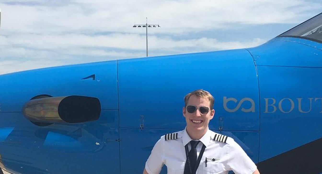 Ethan Collins, Boutique Air PC-12 captain, on the ramp